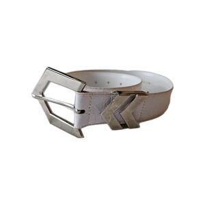 Vtg Morgan Taylor Genuine Snakeskin White Arrow Chrome Buckle Belt S